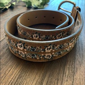 REBECCA MINKOFF leather Suede boho floral belt